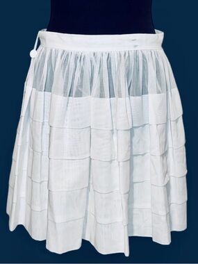 Michael Kors White Tiered A-Line Skirt with Sheer Overlay
